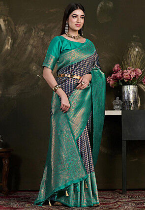Kanchipuram Saree in Navy Blue