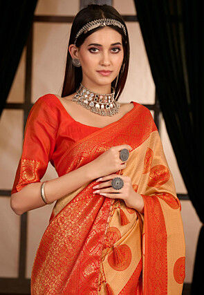 Kanchipuram Saree in Peach