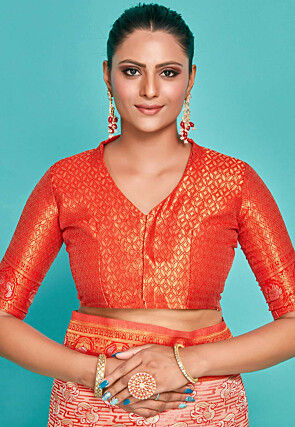 Kanchipuram Art Silk Saree in Peach