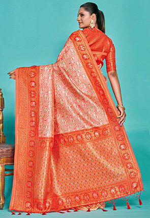 Kanchipuram Art Silk Saree in Peach
