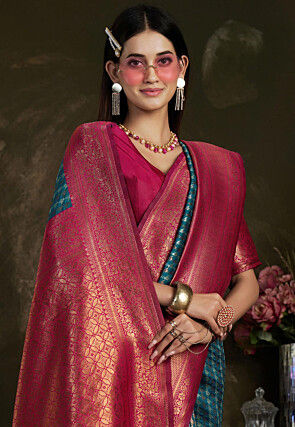 Kanchipuram Saree in Teal Blue