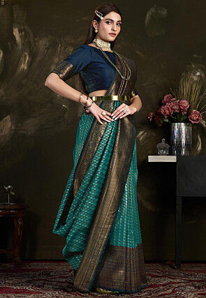 Kanchipuram Saree in Teal Blue