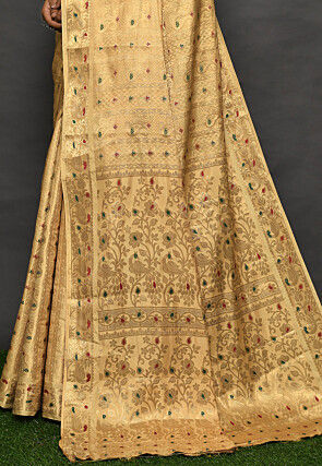 Kanchipuram Dupion Silk Saree in Beige