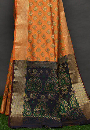 Kanchipuram Dupion Silk Saree in Mustard