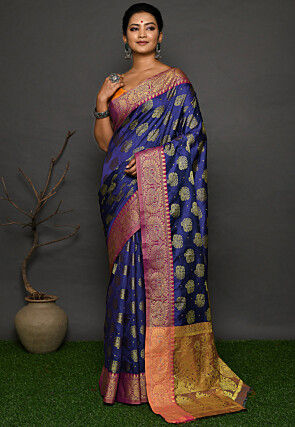 Kanchipuram Dupion Silk Saree in Royal Blue