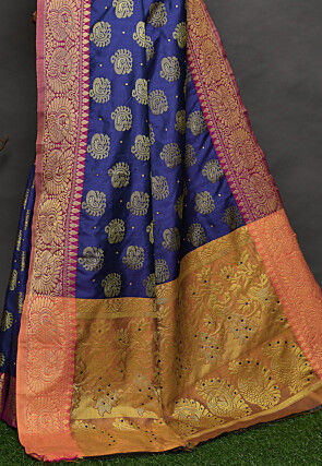 Kanchipuram Dupion Silk Saree in Royal Blue