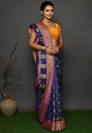 Kanchipuram Dupion Silk Saree in Royal Blue