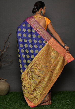Kanchipuram Dupion Silk Saree in Royal Blue