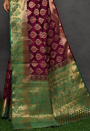 Kanchipuram Dupion Silk Saree in Wine