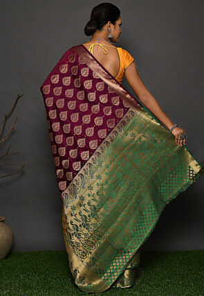 Kanchipuram Dupion Silk Saree in Wine