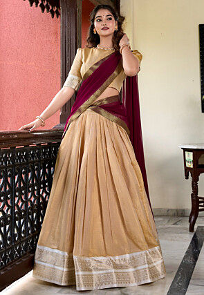 Kanchipuram Lehenga in Beige