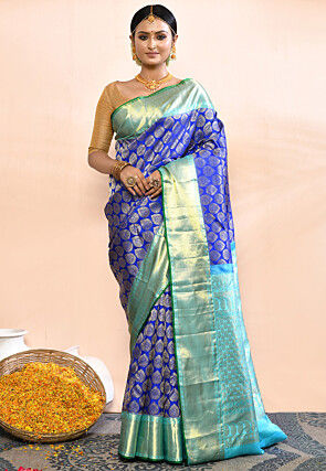 Kanchipuram Pure Silk Handloom Saree in Royal Blue
