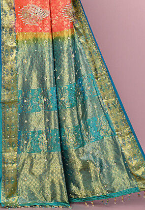 Kanchipuram Pure Silk Saree in Coral Pink