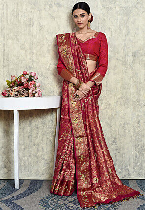 Kanchipuram Silk Saree in Dark Magenta