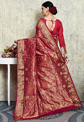 Kanchipuram Silk Saree in Dark Magenta