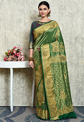 Kanchipuram Pure Silk Saree in Green