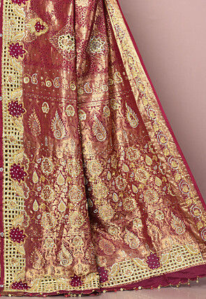 Kanchipuram Pure Silk Saree in Maroon and Golden
