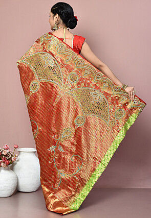 Kanchipuram Pure Silk Saree in Red and Green