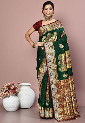 Kanchipuram Pure Silk Saree in Teal Green