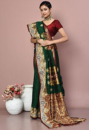 Kanchipuram Pure Silk Saree in Teal Green