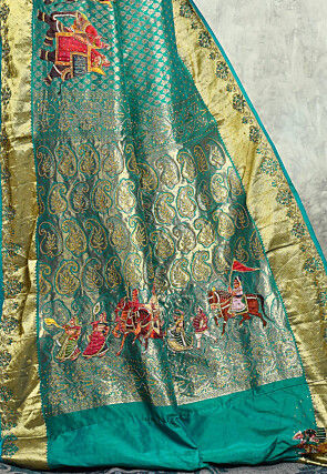 Kanchipuram Silk Saree in Teal Green