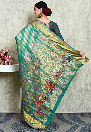 Kanchipuram Silk Saree in Teal Green