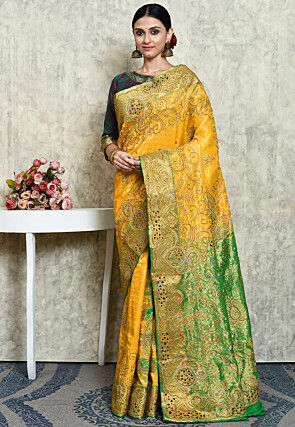 Glamorous Lemon Yellow Chinon Silk Saree for Wedding – tapee.in-atpcosmetics.com.vn