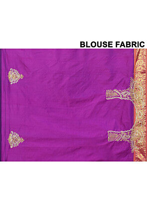 Kanchipuram Silk Two Part Saree in Orange and Purple
