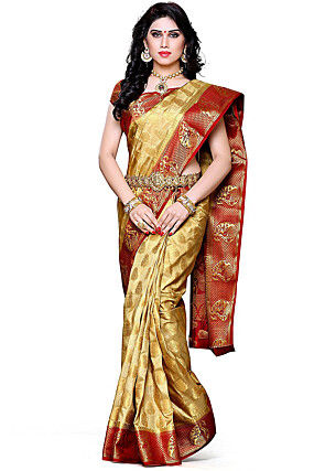Kanchipuram Saree in Beige