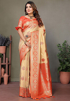 Kanchipuram Saree in Beige