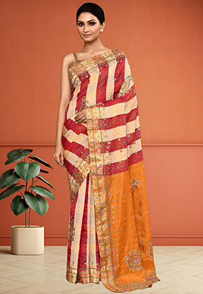 Kanchipuram Saree in Cream and Dark Fuchsia