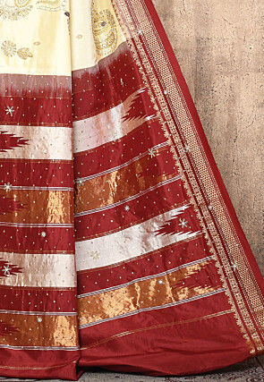 Pure Silk Kanchipuram Saree in Cream