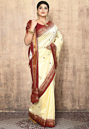 Pure Silk Kanchipuram Saree in Cream