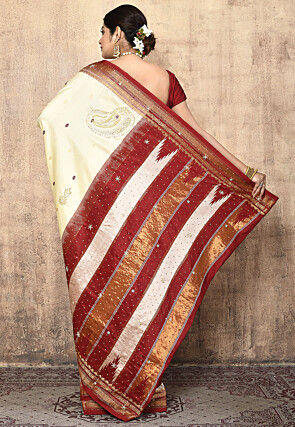 Pure Silk Kanchipuram Saree in Cream