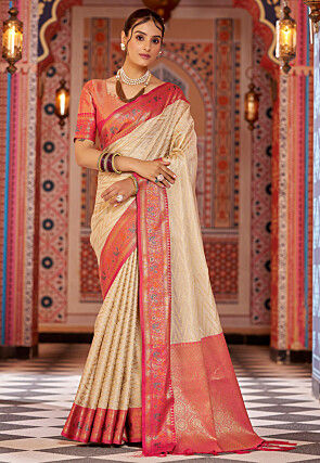 Kanchipuram Saree in Cream