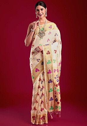 Kanchipuram Saree in Cream