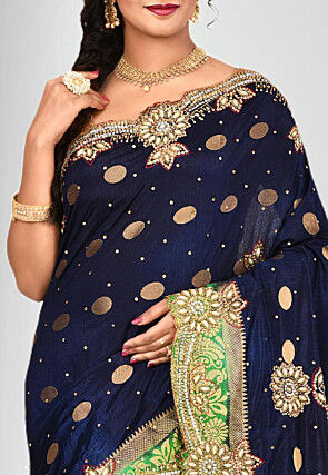 Kanchipuram Saree in Dark Blue
