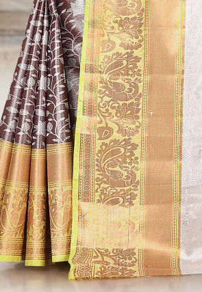 Kanchipuram Saree in Dark Brown