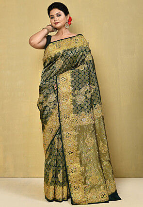 Kanchipuram Silk Saree in Dark Green