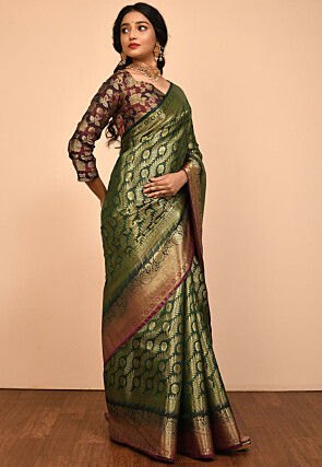 Kanchipuram Saree in Dark Green