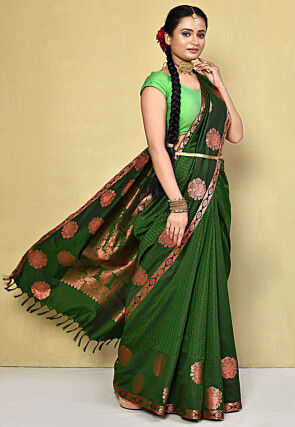 Kanchipuram Saree in Dark Green