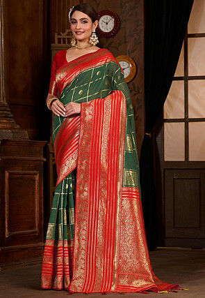 Kanchipuram Saree in Dark Green