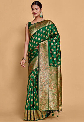 Kanchipuram Saree in Dark Green