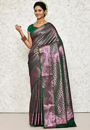 Kanchipuram Saree in Dark Green