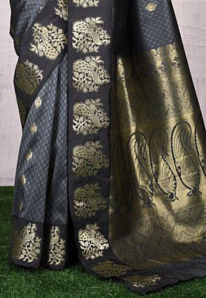Kanchipuram Saree in Dark Grey