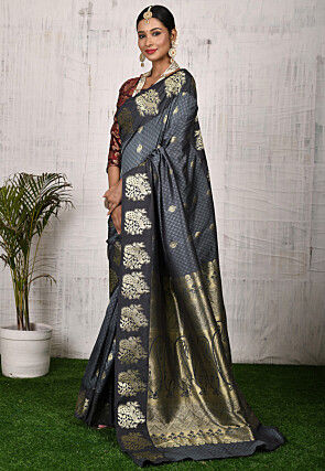 Kanchipuram Saree in Dark Grey