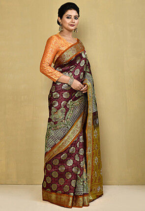 Kanchipuram Silk Saree in Dark Maroon