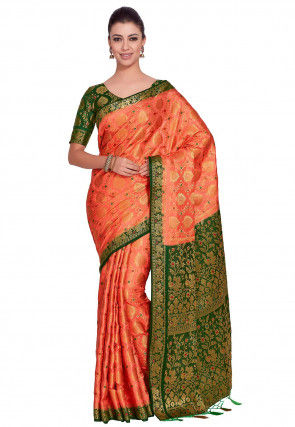 Kanchipuram Saree in Dark Peach