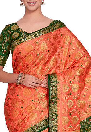 Kanchipuram Saree in Dark Peach