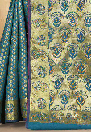 Kanchipuram Saree in Dark Teal Blue